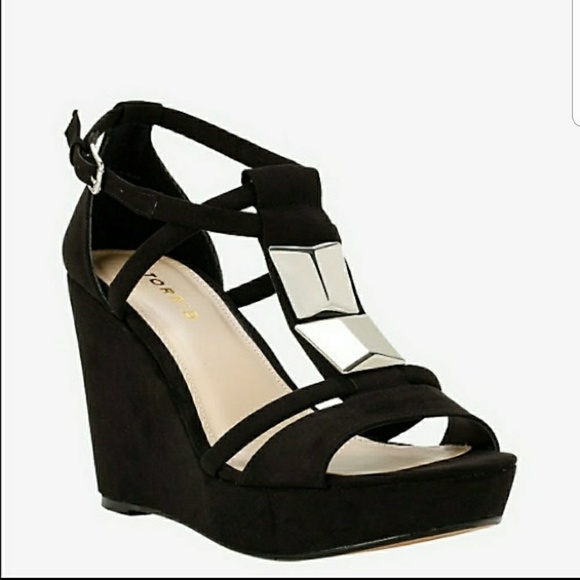 torrid Shoes - Torrid Silver T Strap Wedges Size 10